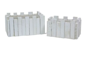 Maceta Tiras Madera Set 2 Blanco