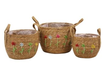 Macetero Seagrass con Flores
